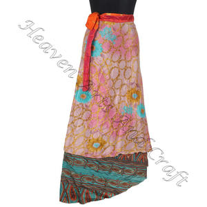 Falda de seda mágica de 38 pulgadas de longitud al por mayor Falda larga de seda mágica reversible de 2 capas para niñas - Product Image 4