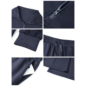 Conjunto informal de 2 uds de invierno para mujer, traje deportivo, chaqueta con cremallera, abrigo con cuello levantado, pantalones sueltos, suéter para mujer, conjuntos de chándal - Product Image 6