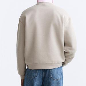 Style de mode hommes sweats à capuche poids lourd col rond grande taille à manches longues coton couleur unie pull sweat - Product Image 2