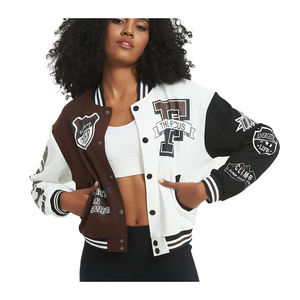 สไตล์แจ็คเก็ตตัวแทนที่กําหนดเอง / แจ็คเก็ตตัวแทนขนสัตว์ Melton ของผู้ชายขายส่งแจ็คเก็ตเล็ตเตอร์แมนพร้อมแขนหนัง - Product Image 3