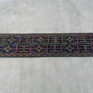 1.3x9.9 ft Turkish Rug, Vintage <b>Runner</b> Rug, Blue <b>Green</b> Southwestern Wool Rug - Product Image 3