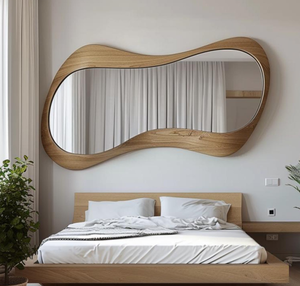 Espejo de Vanidad KALATRI Hecho a Mano con Marco de Madera de Nogal Real, Ecológico, Ligero, Estilo Art Deco Moderno, Asimétrico e Irregular - Product Image 4