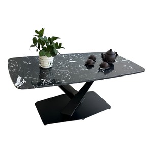 Table basse rectangulaire moderne avec plateau en pierre durable et pieds en fer 120x60x45cm Meubles de salon-TT68106 - Product Image 2