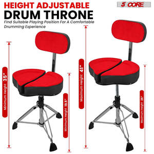 5 Core Drum Throne 5 Padded Split Spine Support 4 Legged 441Lb Capacity <b>Stool</b> w Backrest - Product Image 4