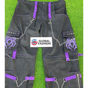 กางเกงผ้าฝ้ายสีม่วงสไตล์โกธิคสำหรับผู้ชาย, กางเกงแฟชั่นสไตล์โกธิคแบบแปลงร่างได้สำหรับผู้ชาย 2026 - Product Image 3