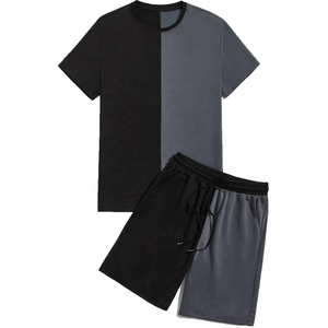 Haute qualité hommes deux imprimer t-shirt cordon taille Shorts ensemble taille vêtements de sport pour hommes deux pièces chemises courtes - Product Image 1