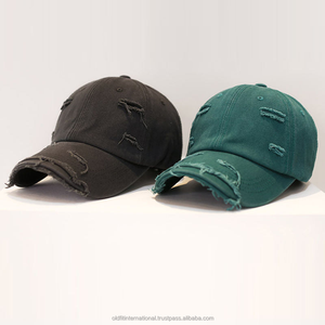 Nouvelle tendance de haute qualité 6 panneaux unisexe casquettes de baseball en détresse non structurées taille réglable chapeaux de papa en coton de qualité supérieure - Product Image 3
