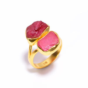 Anillo de Plata de Ley 925 para mujer, piedra preciosa de morganita natural, anillo chapado en oro de Plata de Ley 925, joyería de plata hecha a mano - Product Image 2