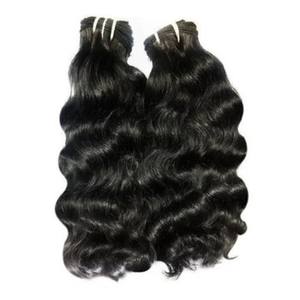 High Quality <b>Real</b> Black Wavy Indian Remy Weft <b>Hair</b> <b>Extension</b> Double-Drawn Machine Raw <b>Human</b> <b>Hair</b> Good Quality for Genius Weft - Product Image 1