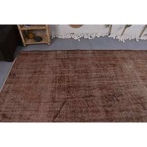 Vintage Turkish <b>Rug</b> 5.7 X 9ft Brown Wool Flat Weave Latex Backing <b>Large</b> Area for <b>Living</b> <b>Room</b> Decorations Featuring Patchwork - Product Image 5