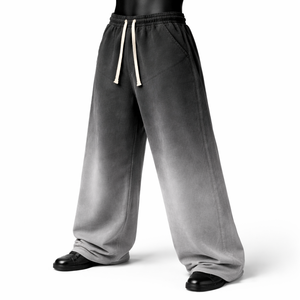 Pantalones de chándal anchos de algodón para hombre, estilo vintage, lavados, negros, de corte holgado, joggers oversize, streetwear, con logo personalizado - Product Image 3