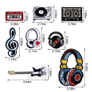 Handmade sắt-on thêu các bản vá lỗi hip hop loạt âm nhạc cho áo Jacket & áo sơ mi vải cảm thấy đính tim hoa Trọng lượng nhẹ - Product Image 2