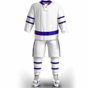 Uniformes de hockey sur glace sublimés de haute qualité provenant de l'usine Service de conception personnalisée Matériau souple anti-peluche respirant pour l'équipe - Product Image 3