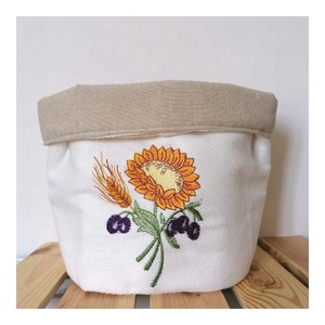 Wholesale 100% Cotton Fabric New Patterns Eco-friendly Washable Folding Gorgeous Versatile <b>Bread</b> <b>Basket</b> With Drawstring Closure - Product Image 2