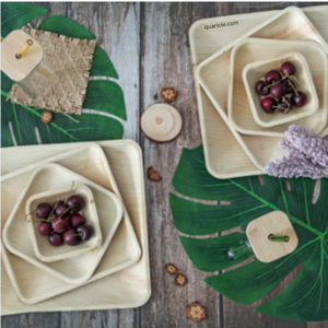 Assiettes carrées jetables Areca de 10 "9" 8 "7" 6 "5" 4 "pour les événements de Noël, les anniversaires et les bars de voyage. - Product Image 2