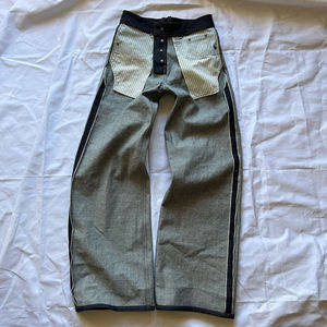 Jeans en denim brut à pattes d'éléphant vintage pour homme, selvedge japonais original, coupe ample et décontractée, rivets, lavage - Product Image 5