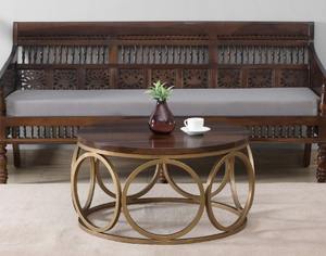 Mesa de centro de estilo contemporáneo Mesa redonda de madera Top Farmhouse Mesa moderna Mesas de centro para sala de estar - Product Image 2