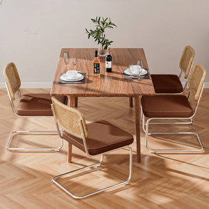 Silla lateral con marco de madera maciza con respaldo de ratán de caña, silla de comedor de diseño de granja para comedor y oficina en casa, muebles para el hogar - Product Image 2