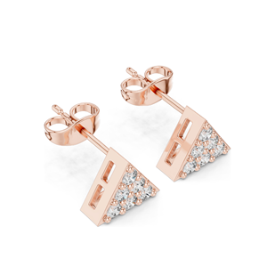 Boucles d'oreilles clous triangulaires en diamant de laboratoire 0,42 CT, clarté VVS-VS, couleur EF, disponibles en or 18 carats, 14 carats, 10 carats et argent 925 - Product Image 4