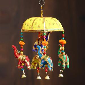 Multicolor Handcrafted Decorative Five <b>Elephant</b> Wall, Door, Window Hanging Bells Wind Chimes Showpiece for Home <b>Decor</b>, Wall Deco - Product Image 3