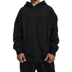 OEM Latest Design Solid <b>Black</b> Color Men's Pullover <b>Hoodies</b> 100%Cotton Fabric Heavy GSM Drop Shoulder Oversize <b>Hoodies</b> for Unisex - Product Image 3