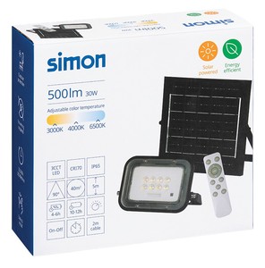Proiettore LED solare CCT 30W 500lm IP65 con pannello solare Simon (IL426111) - Product Image 1
