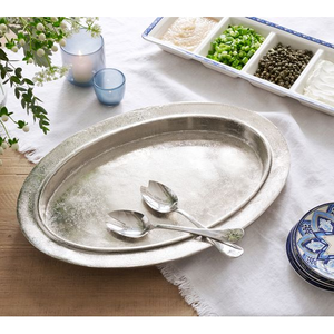 Plateau en métal antique de couleur argent en acier inoxydable bon marché et le meilleur plateau de service décoratif pour la maison de haute qualité - Product Image 2