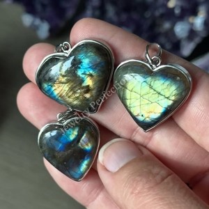 Collier en argent plaqué de haute qualité, pendentifs en labradorite bleue, forme de cœur tendance, charmes en cristal de mariage, mode enfant - Product Image 2