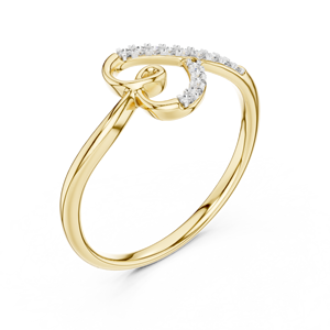 Bague Art Déco en Or Jaune 14K avec Diamant de Laboratoire Taille Ronde Brillante en Forme de Cœur Pavé DEF VVS, Fabricant Grossiste - Product Image 3