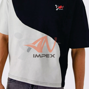 T-shirts en coton de nouvelle conception, logo personnalisé, t-shirt à deux tons, t-shirt pour homme, t-shirt à blocs de couleur - Product Image 4