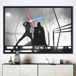 Lienzo Impreso: Arte de Combate de Darth Vader y Luke Skywalker, 1 Pieza: Marco Negro - Product Image 1