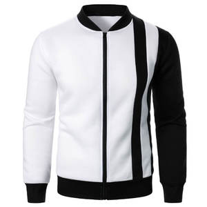 Veste universitaire en toile à bouton unique vintage unisexe noir blanc style streetwear avec bordure côtelée Logo personnalisé Option - Product Image 6
