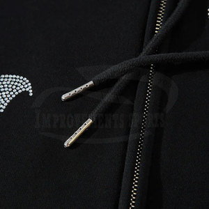 เสื้อฮู้ดผู้ชายผ้าคอตตอนผสมไรน์สโตนเสื้อฮู้ดสำหรับผู้ชายขายส่งบริการ OEM - Product Image 4