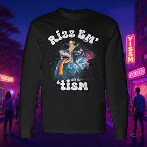 Rizz Em With The Tism <b>Meme</b> Y2k Cat Autism Awareness Long Sleeve <b>T</b>-<b>Shirt</b> - Product Image 3