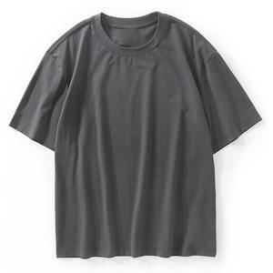 Haute qualité 100% coton hommes T-Shirt goutte épaule manches courtes col rond coupe ample été haut à manches courtes - Product Image 6