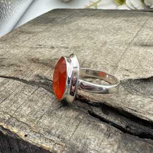 Anillo de Joyería Fina Personalizado Hecho a Mano en Plata Alemana con Ónix Rojo Natural, Vermeil, Venta al Por Mayor - Product Image 5