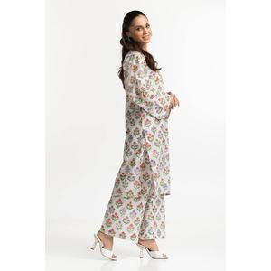 ชุดเซ็ตเสื้อผ้าผู้หญิงลายแจ็คการ์ดสีขาวนวล สวมใส่ได้ทุกวัน ชุดสองชิ้น กางเกงขาสั้น แขนสามส่วน ตกแต่งกระดุม สไตล์ฤดูร้อน - Product Image 6