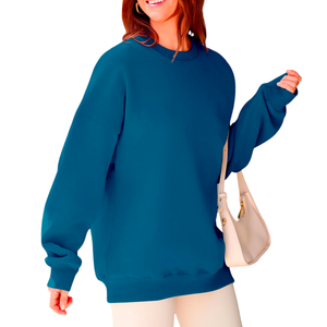 Sudadera de algodón 100%, ropa de calle informal, figuras de hombro caído, sudaderas con capucha transpirables ecológicas, Sudadera de punto para mujer - Product Image 4