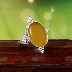 Piedra de ónix amarillo, anillos Unisex de plata sólida de Ley 925, diseño de ajuste de bisel hecho a mano, clásico de moda para bodas, fiestas para - Product Image 3