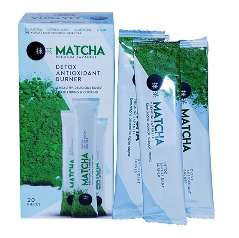 Teh bubuk hijau Matcha organik 100% tanpa pemutih rasa Matcha Jepang, 20 Paket pelayanan tunggal