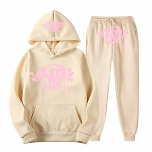 Sudadera holgada de gran tamaño con cuello redondo de algodón pesado personalizada Unisex, conjunto de pantalones de chándal con capucha, ropa de calle informal para hombres y mujeres, estampado de otoño - Product Image 6