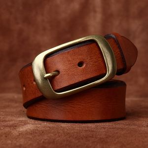 Ceinture Homme Tendance Haut de Gamme en Cuir Véritable Confortable avec Boucle en Laiton Style Personnalité Robuste - Product Image 4