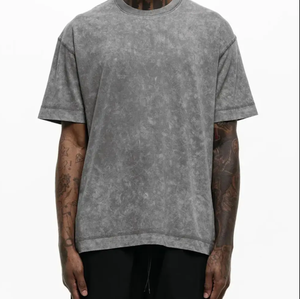 Vente en gros T-shirt décontracté de haute qualité, lourd, 180 grammes, lavé à l'acide, personnalisé - Product Image 5