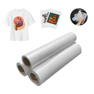 Rollo de película de transferencia DTF, papel de transferencia de calor PET pretratado mate, directo a la película para camisetas textiles (un rollo comenzó a venderse)