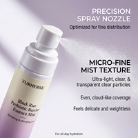 Brume hydratante et repulpante en gros à l'essence de riz noir probiotique, brume micro-fine pour peaux ternes et pores dilatés, base de maquillage