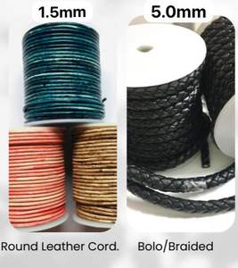 Cuerdas trenzadas Bolo de cuero hechas a medida en tamaño 5 mm Disponible en color negro Ideal para diseñadores de vestidos - Product Image 2