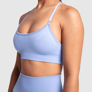 Sujetador deportivo de verano transpirable ligero sin costuras de alto soporte para mujer, estampado de logotipo personalizado, gimnasio, Fitness, talla grande Reversible - Product Image 2