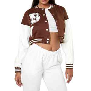 Chaqueta universitaria acolchada de cuero ligero para mujer Mangas desmontables Tela teñida Personalizable Servicio OEM Diseño transpirable - Product Image 1