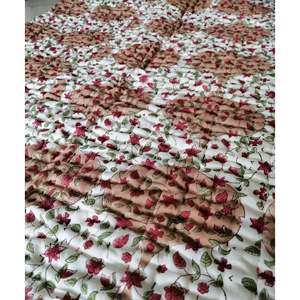 Edredón Reversible de Algodón Katha de Primera Calidad, 60 x <span class=keywords><strong>90</strong></span> Pulgadas, Estampado Floral, Jaipur Razai, Acolchado a Mano, Tradicional para el Hogar - Product Image 6