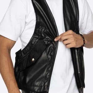 Chaleco de estilo informal de cuero genuino para hombre con cuello en V, ropa exterior transpirable para invierno - Product Image 6